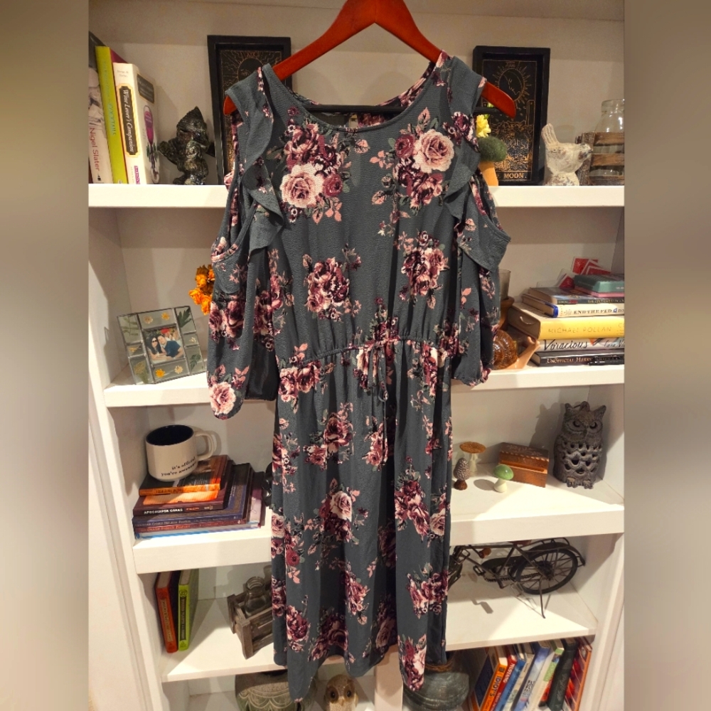 Floral Cold Shoulder Dress, Bebop, Size L